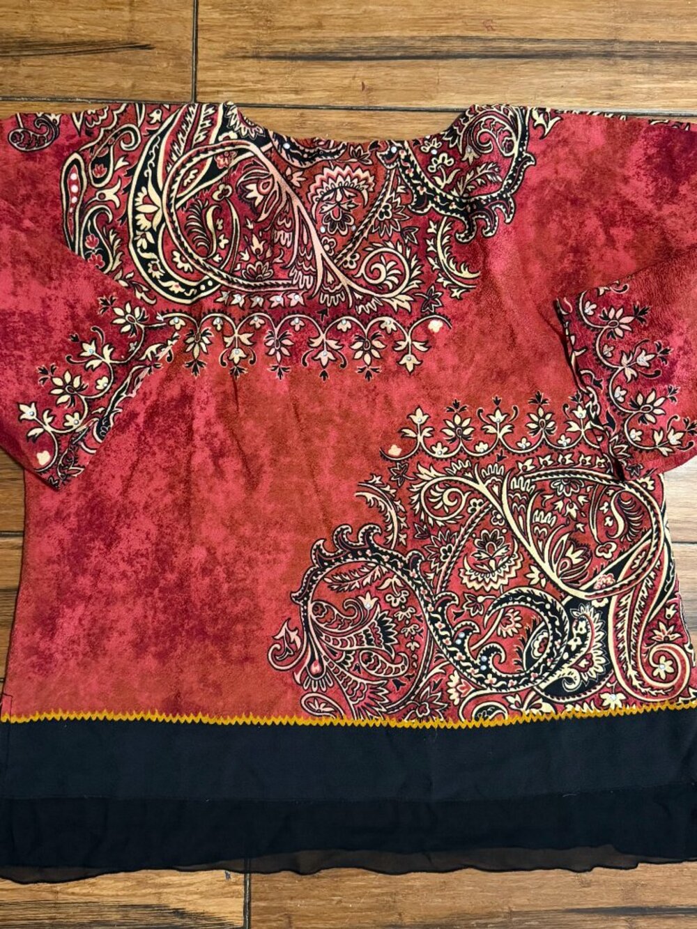 Vintage Citron Santa Monica 100% Silk Boho Blouse Large - Picture 4 of 6